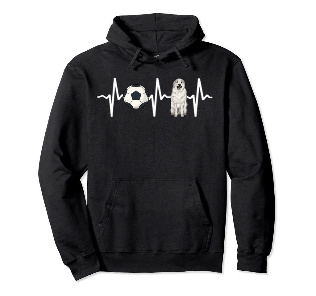 Soccer Great Pyrenee Heartbeat Dog Lover Hoodie - Aesthetic Graphic Unisex - T-Shirt, Sweatshirt, Hoodie