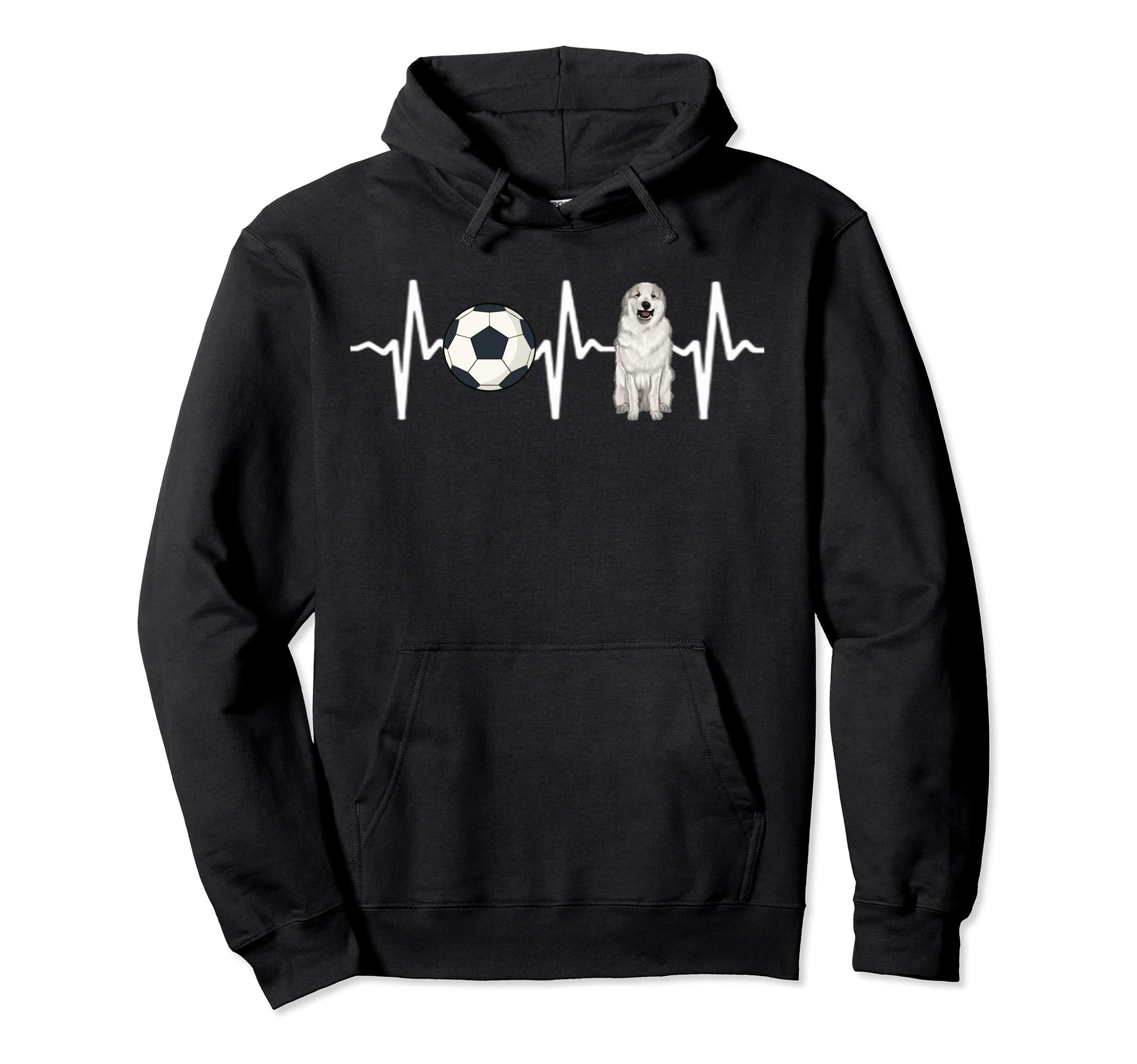 Soccer Great Pyrenee Heartbeat Dog Lover Hoodie - Aesthetic Graphic Unisex - T-Shirt, Sweatshirt, Hoodie