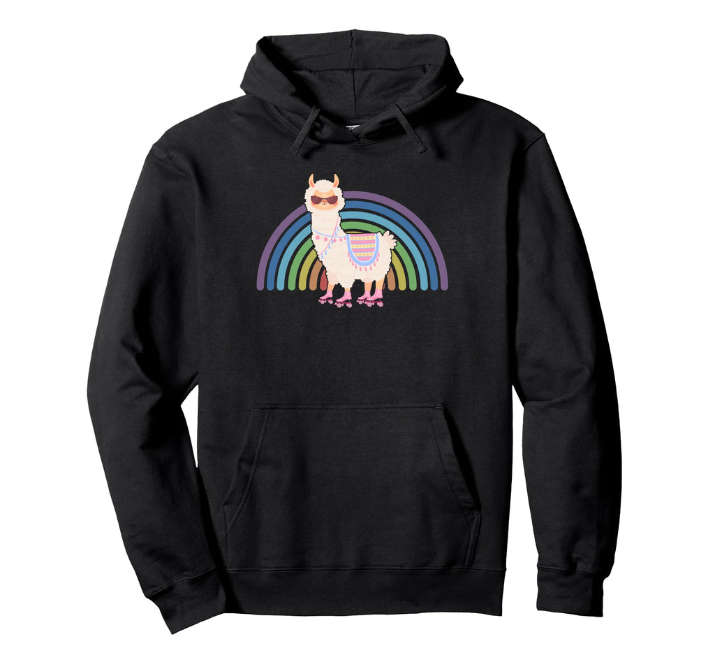 Llama Roller Skate Funny 70S 80S Skating Hoodie - Novelty Apparel Men Women - T-Shirt, Sweatshirt, Hoodie