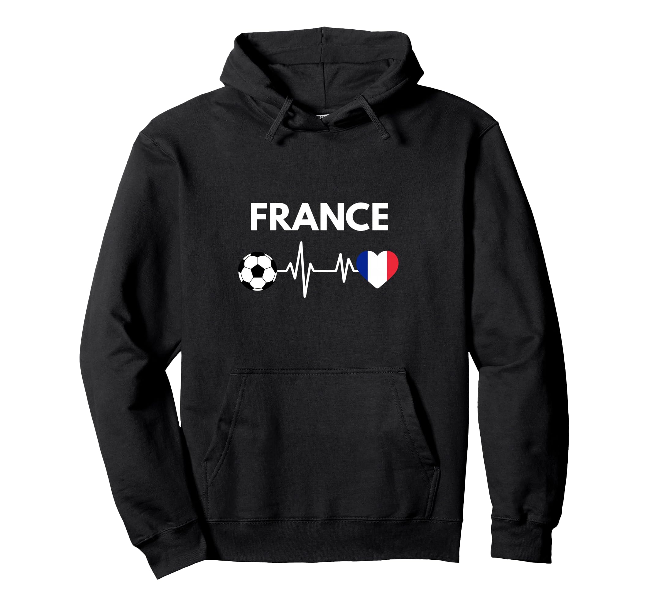 France Flag Heartbeat Soccer Hoodie - Graphic Print for Adults - T-Shirt, Sweatshirt, Hoodie