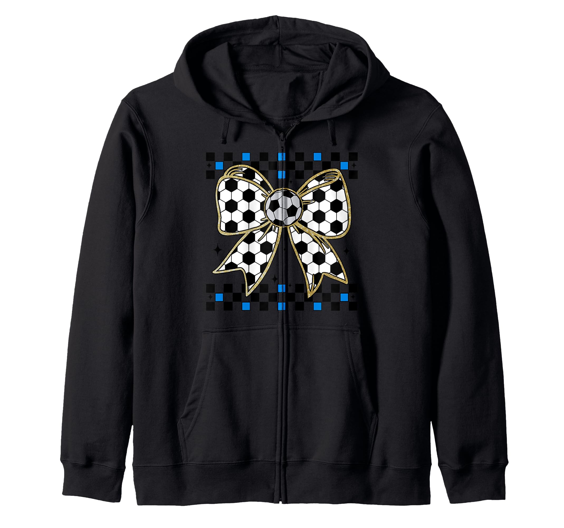 Soccer Bow Checkered Ribbon Gift Sports Hoodie - Minimalist Print Unisex - T-Shirt, Sweatshirt, Hoodie