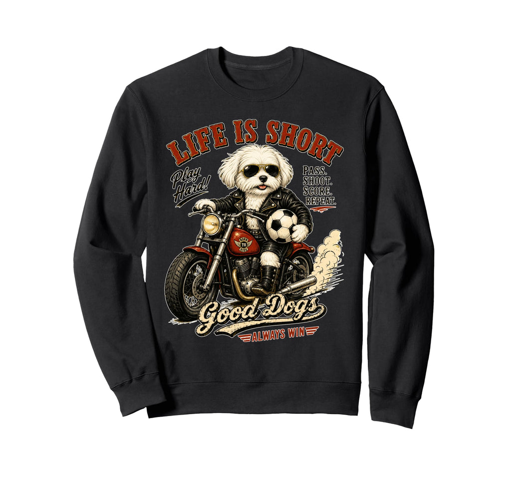 Maltese Motorbike Love Footbal Sweatshirt - Trendy Graphic Men Women - T-Shirt, Sweatshirt, Hoodie