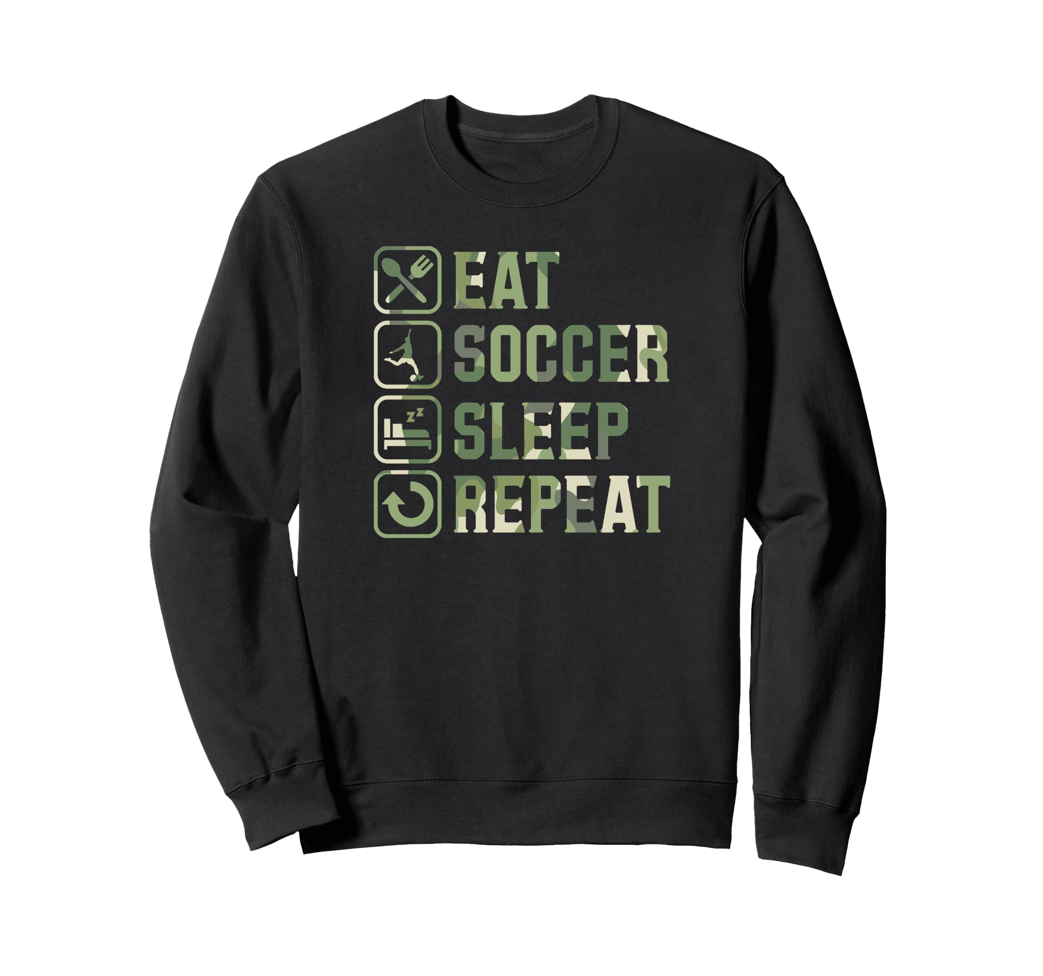 Eat Soccer Sleep Repeat Simple Sweatshirt - Trendy Graphic for Adults - T-Shirt, Sweatshirt, Hoodie