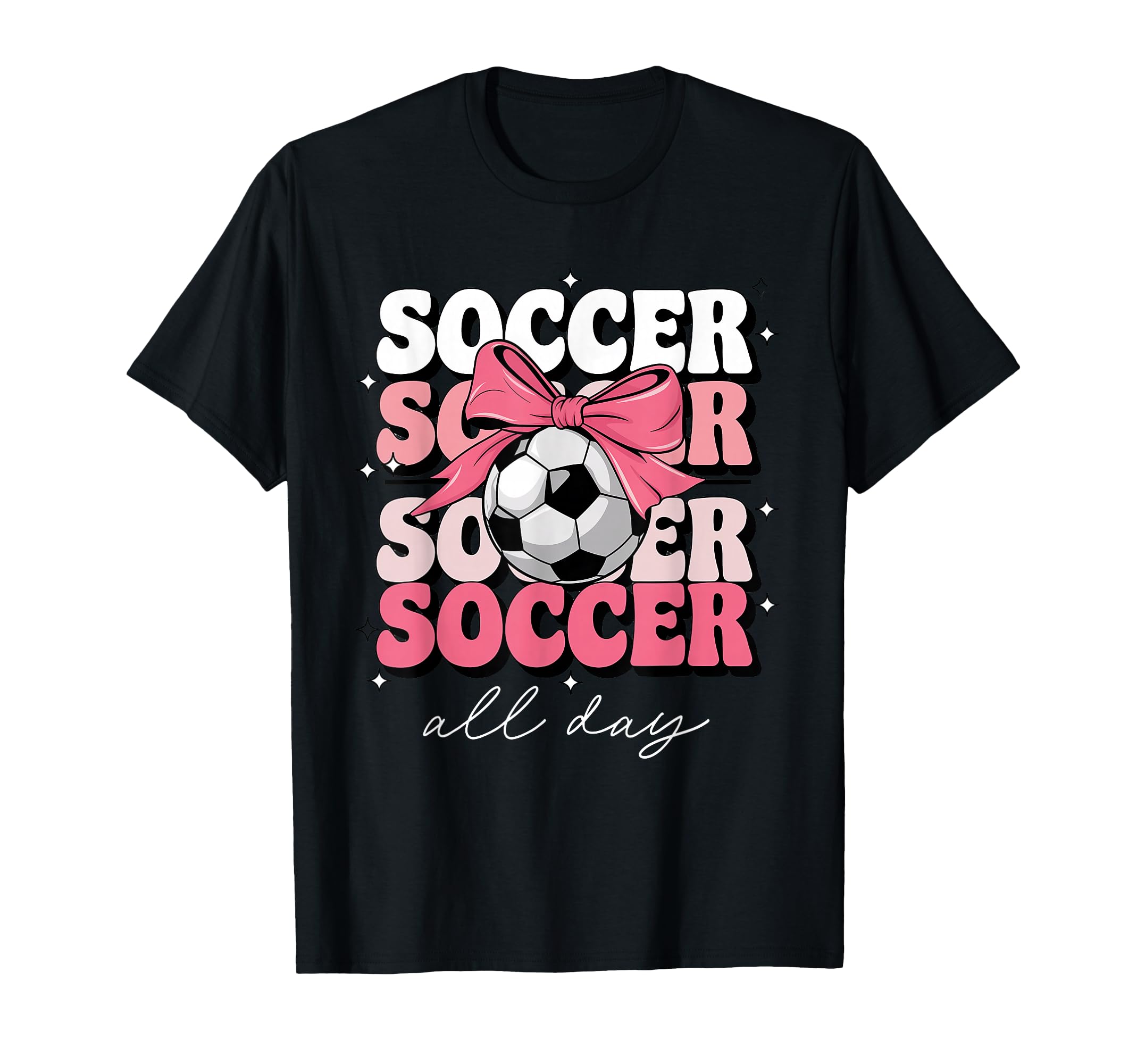Groovy Soccer Coquette Bow Soccer All T-Shirt - Graphic Print for Adults - T-Shirt, Sweatshirt, Hoodie