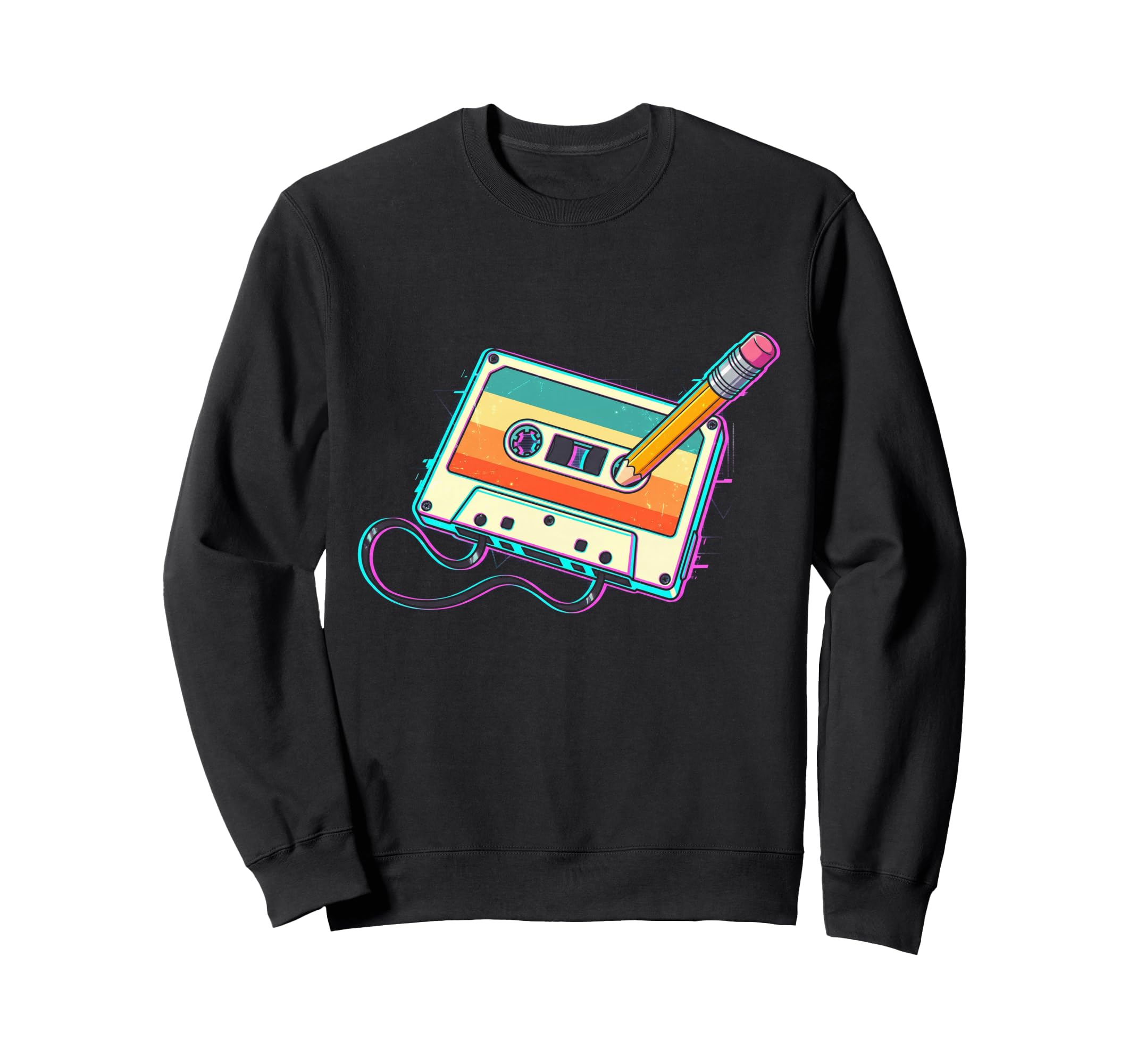 80S 90S Cassette And Pencil Sweatshirt - Casual Everyday Wear Men Women - T-Shirt, Sweatshirt, Hoodie
