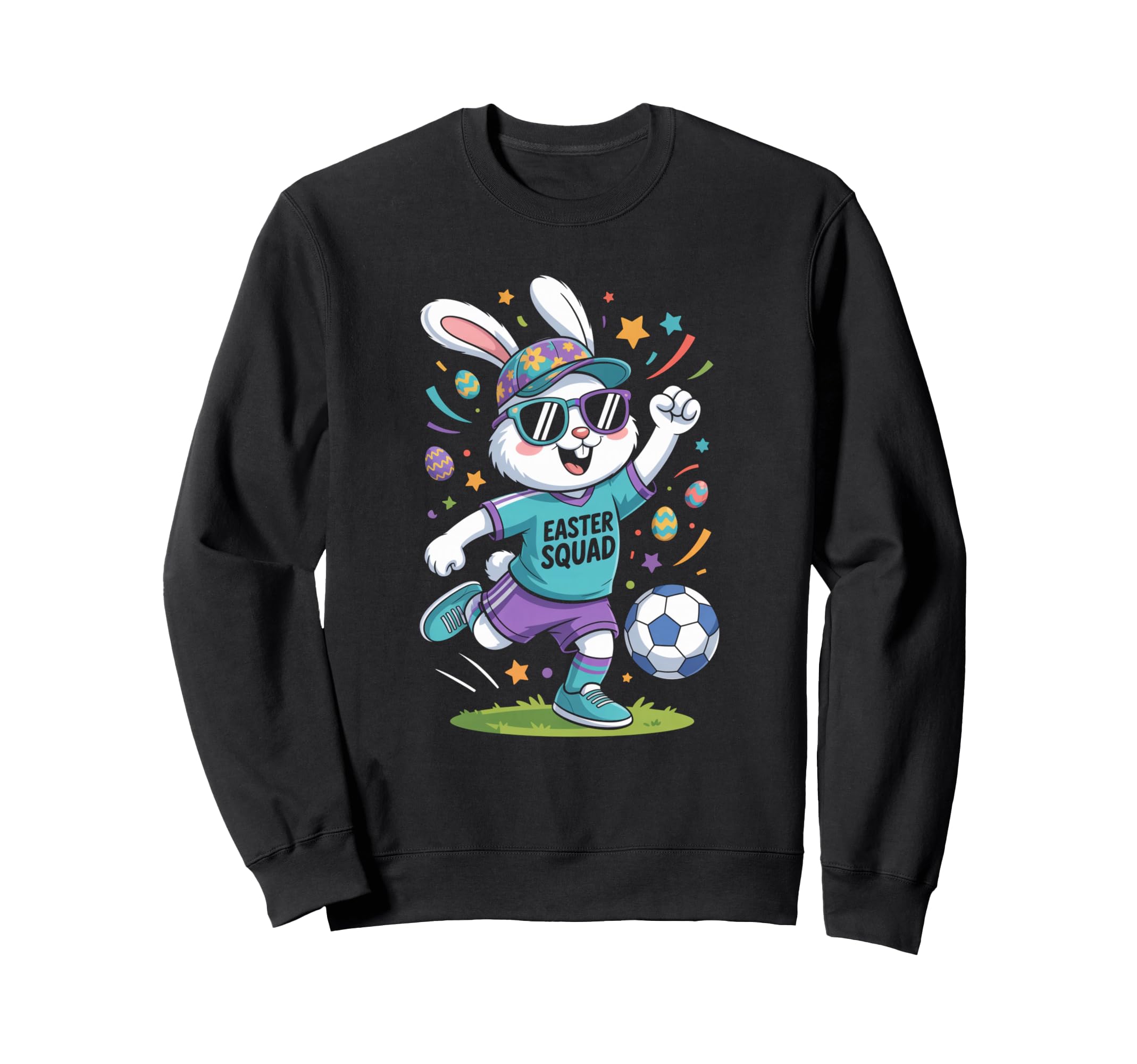 Sports Gift Easter Squad Bunny Soccer Sweatshirt - Unique Graphic Unisex - T-Shirt, Sweatshirt, Hoodie