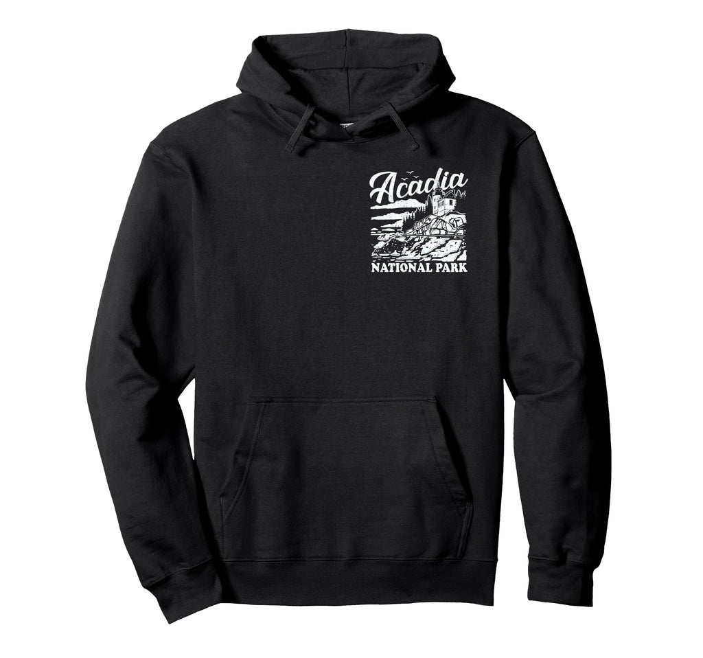 Acadia National Park Distressed Front Hoodie - Fun Novelty Design Unisex - T-Shirt, Sweatshirt, Hoodie
