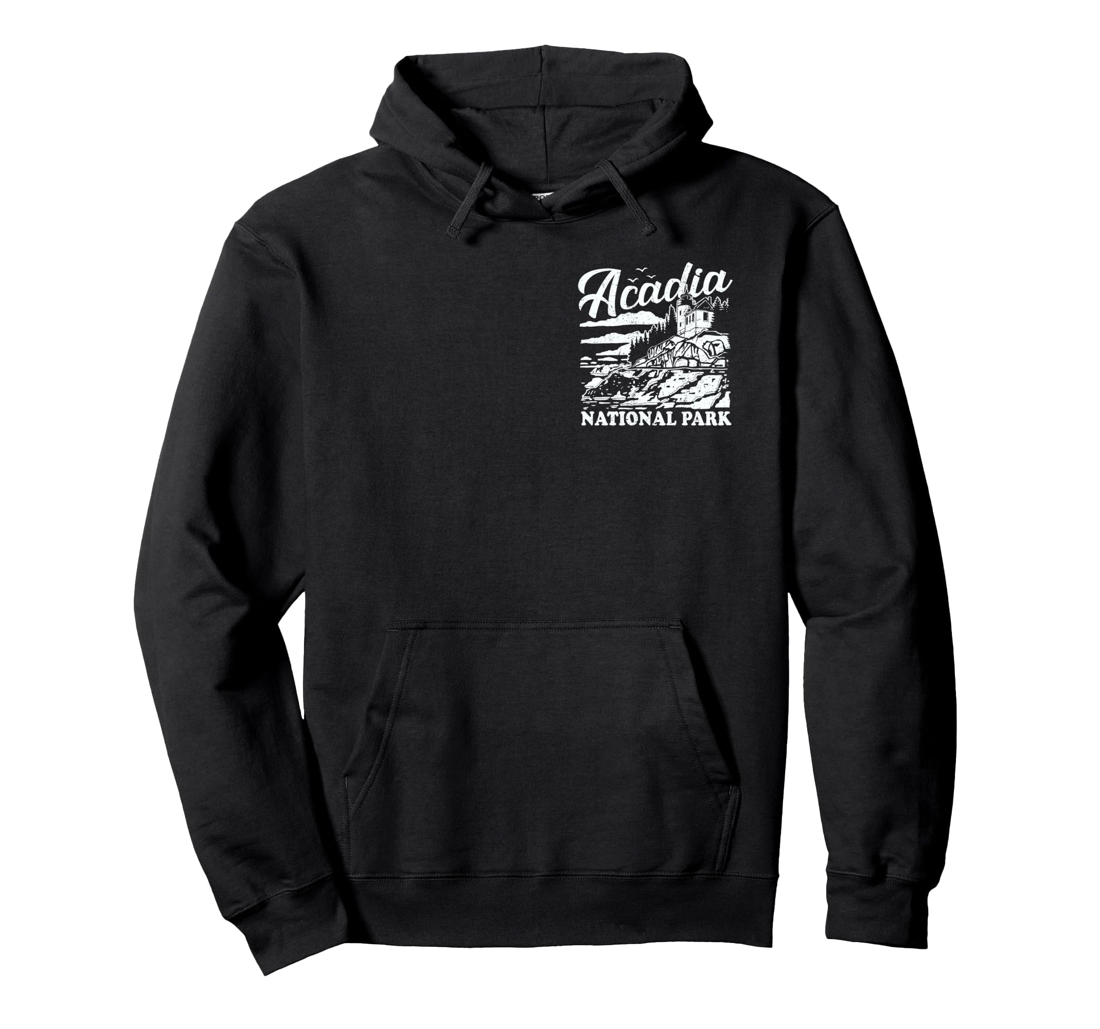 Acadia National Park Distressed Front Hoodie - Fun Novelty Design Unisex - T-Shirt, Sweatshirt, Hoodie