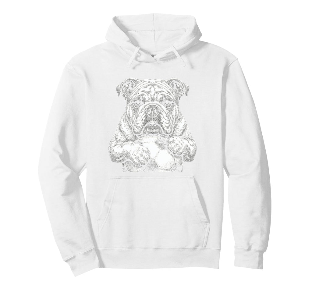 English Bulldog Soccer Player Line Hoodie - Fun Novelty Design Men Women - T-Shirt, Sweatshirt, Hoodie
