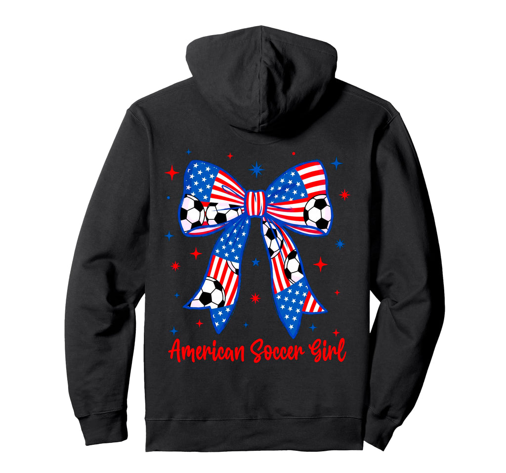 Coquette Bow American Flag Soccer 4Th Hoodie - Casual Everyday Wear Unisex - T-Shirt, Sweatshirt, Hoodie