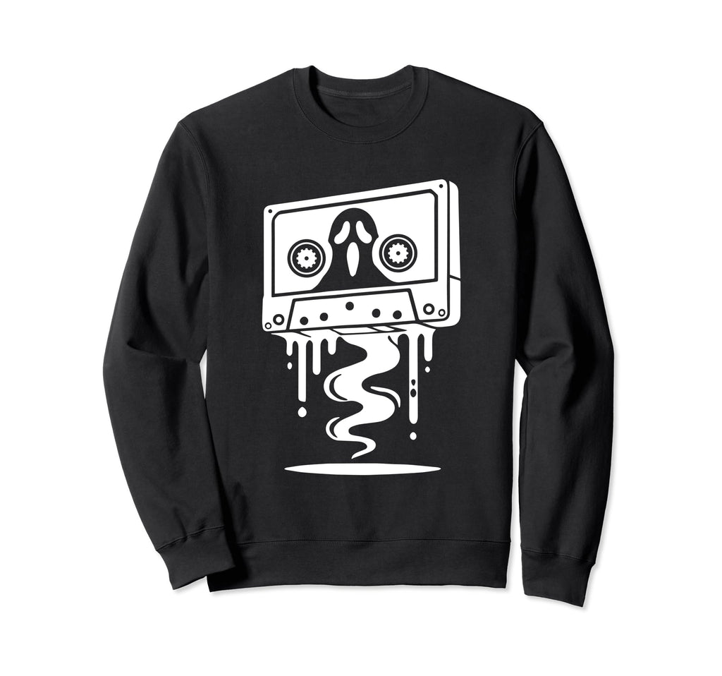 Ghost Cassette Tape Melting Spooky Horror Sweatshirt - Graphic Print Unisex - T-Shirt, Sweatshirt, Hoodie