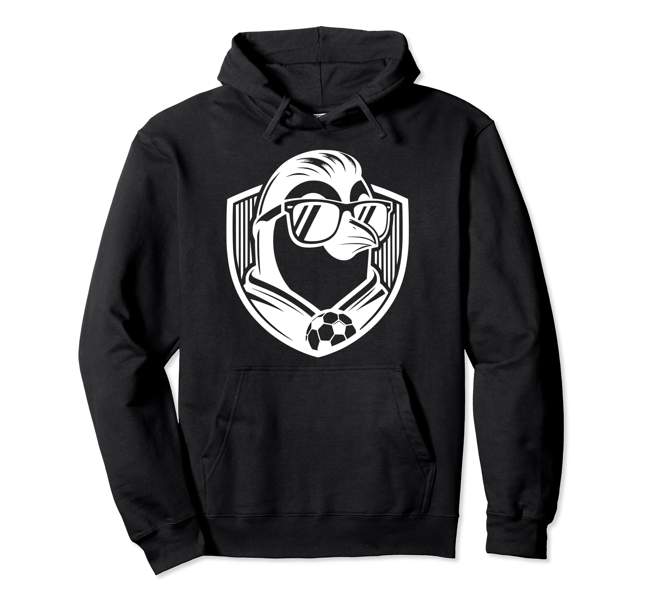White Silhouette Penguin Soccer Ball Hoodie - Aesthetic Graphic for Adults - T-Shirt, Sweatshirt, Hoodie