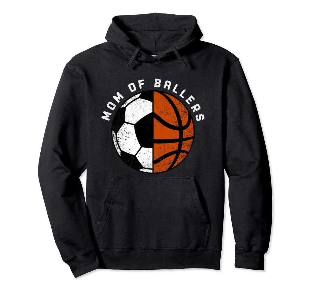 Mom Ballers Funny Soccer Basketball Mom Hoodie - Graphic Print Unisex - T-Shirt, Sweatshirt, Hoodie