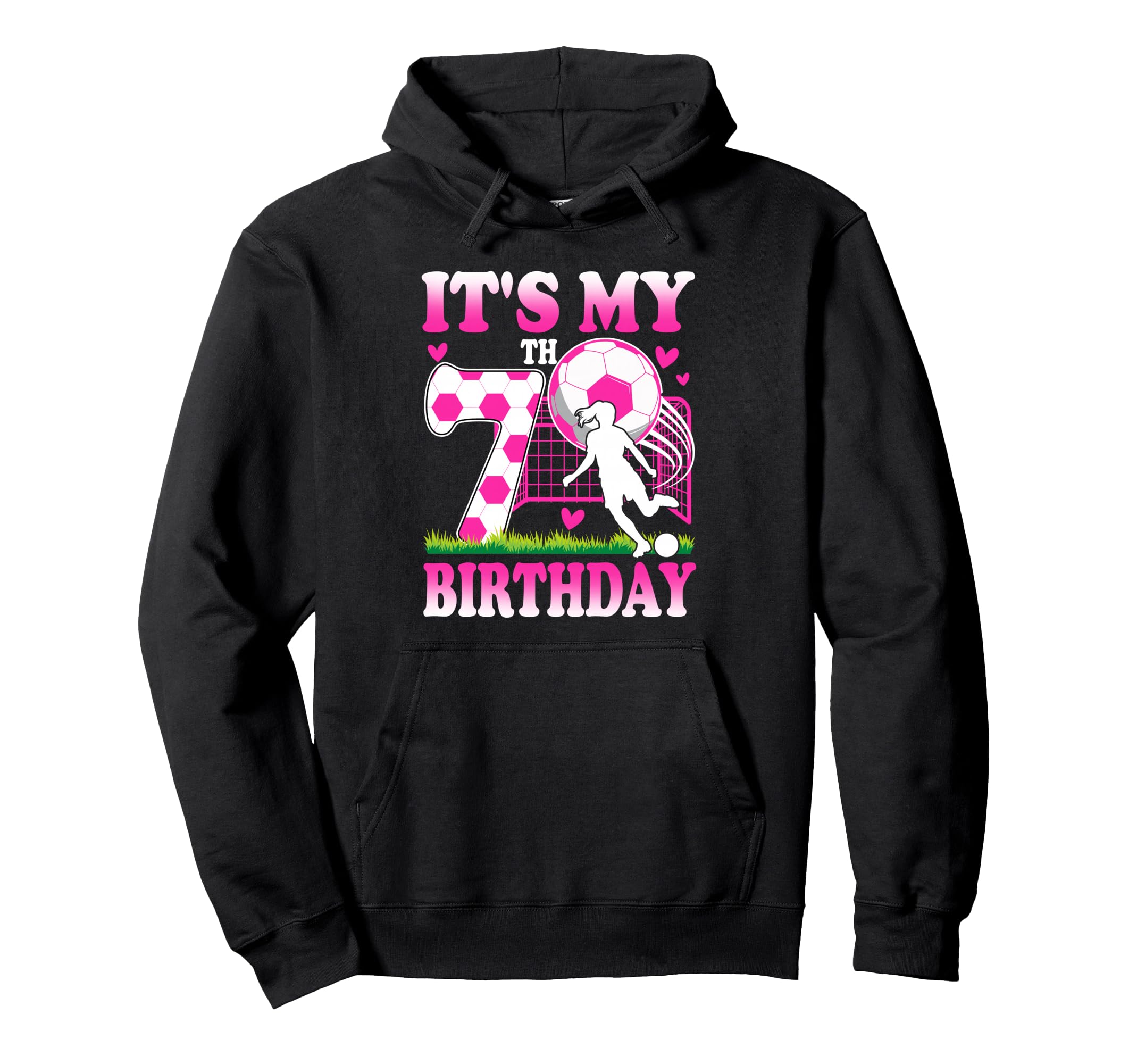 7 Year Old Birthday Soccer Themed Party Hoodie - Novelty Apparel Unisex - T-Shirt, Sweatshirt, Hoodie