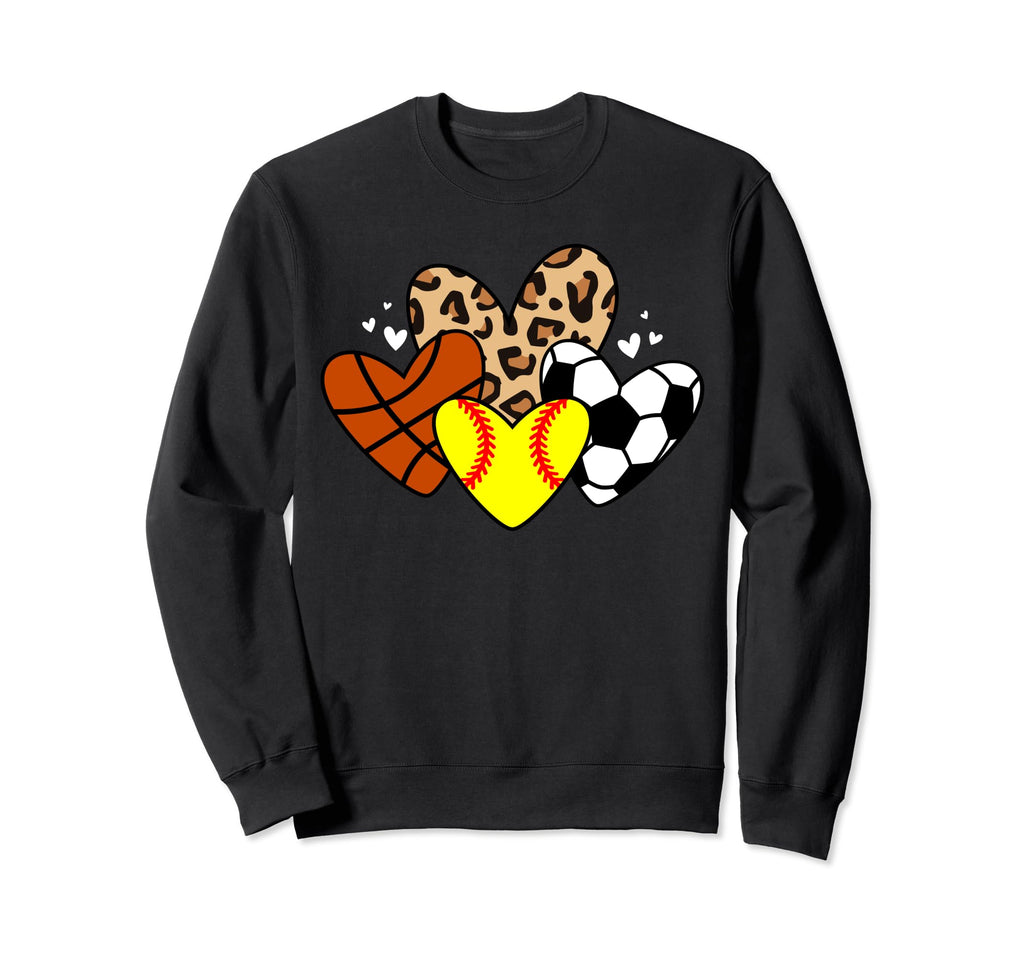 Softball Soccer Basketball Heart Funny Sweatshirt - Trendy Graphic Unisex - T-Shirt, Sweatshirt, Hoodie