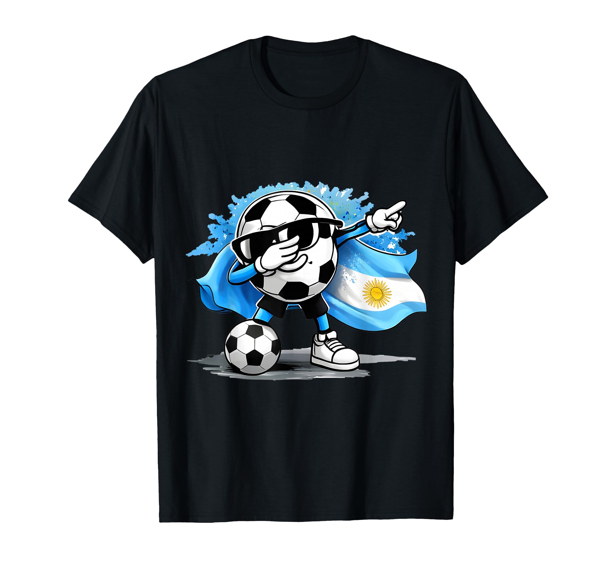 Dabbing Ball Soccer Argentina Flag T-Shirt - Custom Art Print Unisex - T-Shirt, Sweatshirt, Hoodie