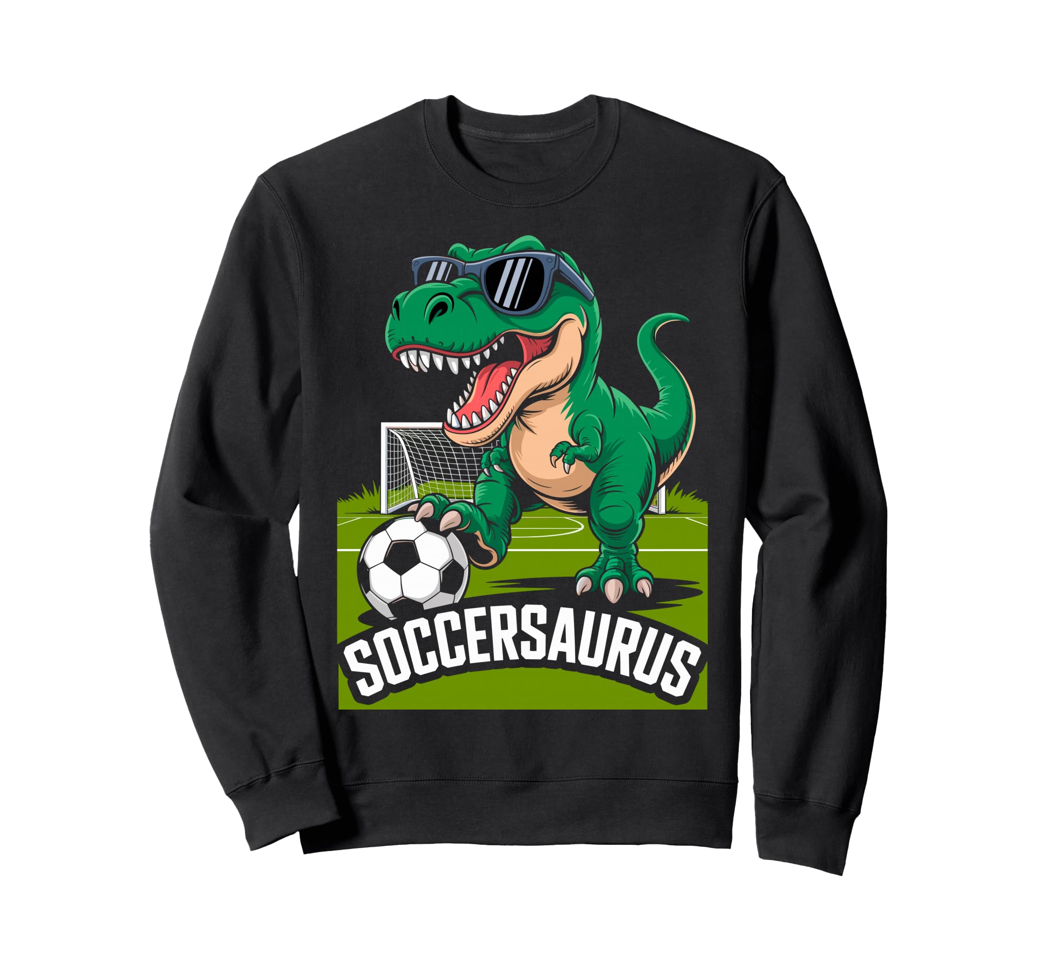 Soccersaurus Dinosaur T Rex Soccer Sweatshirt - Custom Art Print Men Women - T-Shirt, Sweatshirt, Hoodie