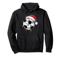 Soccer Ball Santa Hat Lights Family Hoodie - Novelty Apparel Men Women - T-Shirt, Sweatshirt, Hoodie