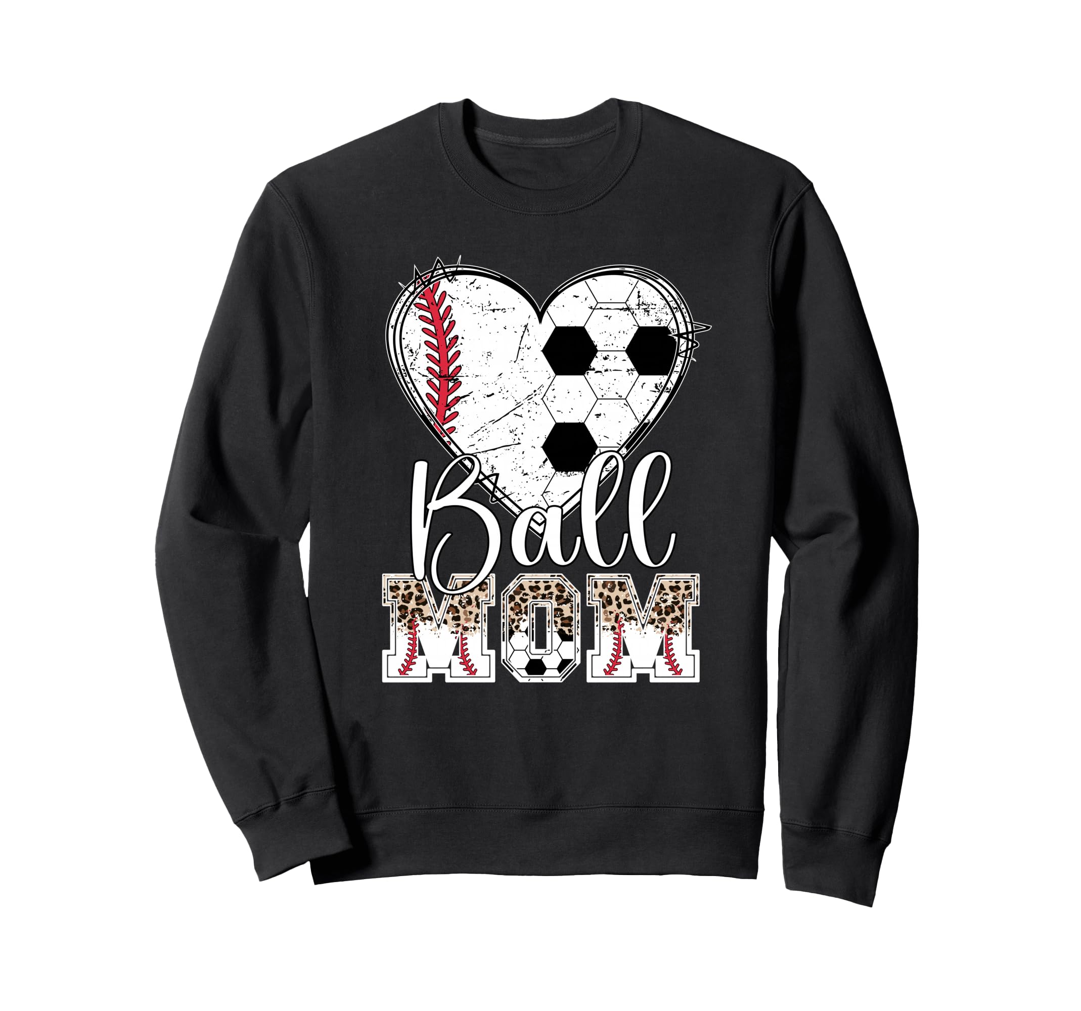 Ball Mom Heart Soccer Baseball Mom Sweatshirt - Aesthetic Graphic Unisex - T-Shirt, Sweatshirt, Hoodie