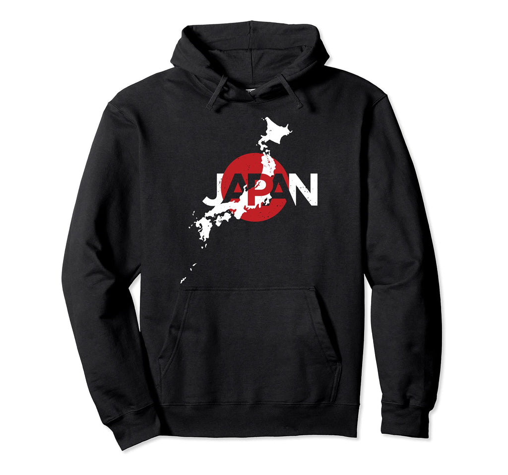 Japanese Map Flag Souvenir Distressed Hoodie - Unique Graphic Men Women - T-Shirt, Sweatshirt, Hoodie
