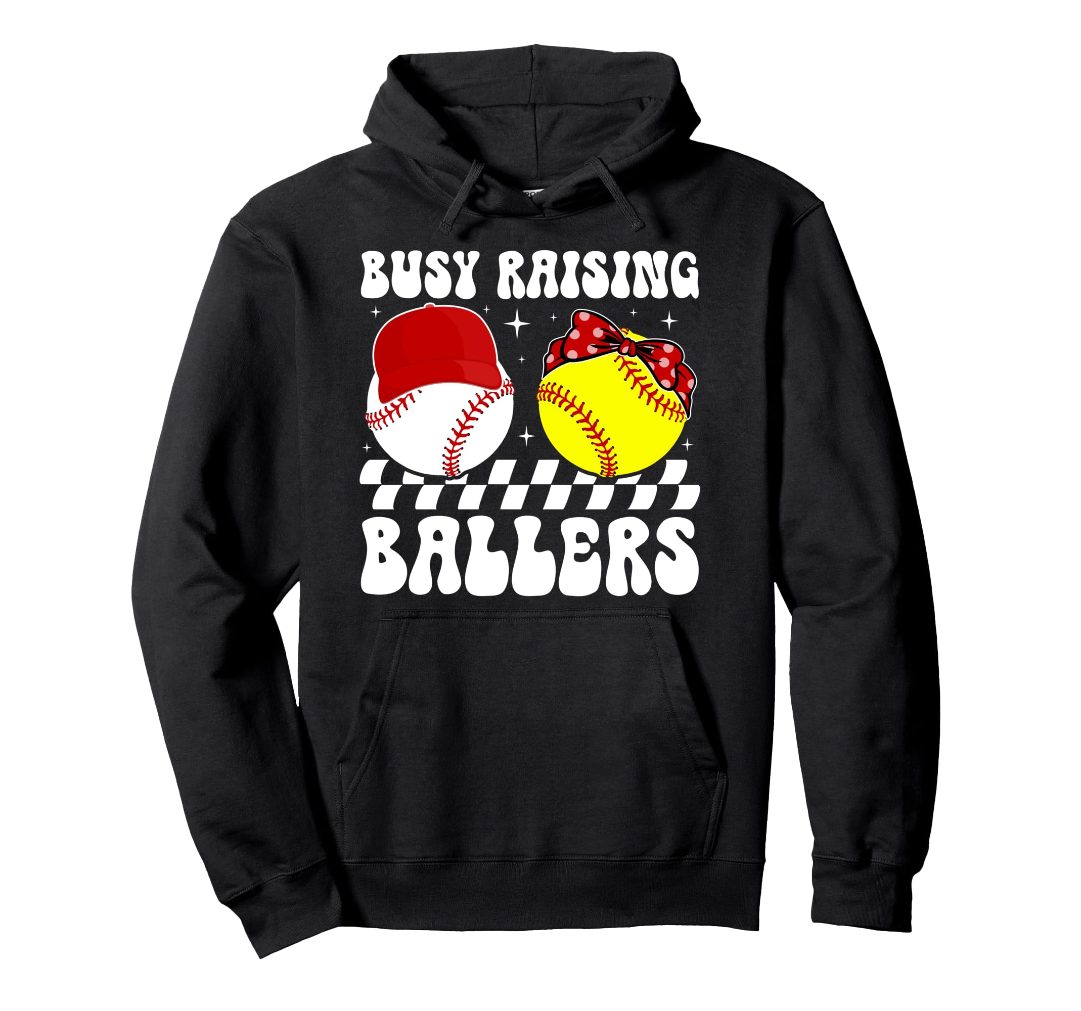 Busy Raising Ballers Baseball Softball Mom Hoodie - Unique Graphic Unisex - T-Shirt, Sweatshirt, Hoodie