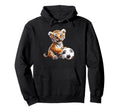 Tiger Playing Soccer Ball Art Hoodie - Fun Novelty Design for Adults - T-Shirt, Sweatshirt, Hoodie