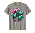 Four Leaf Clover Mirror Ball Coquette Bow T-Shirt - Novelty Apparel Unisex - T-Shirt, Sweatshirt, Hoodie