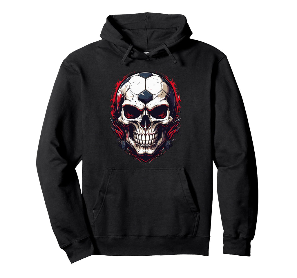 Football Skull Dark Soccer Vibes Hoodie - Novelty Apparel Men Women - T-Shirt, Sweatshirt, Hoodie