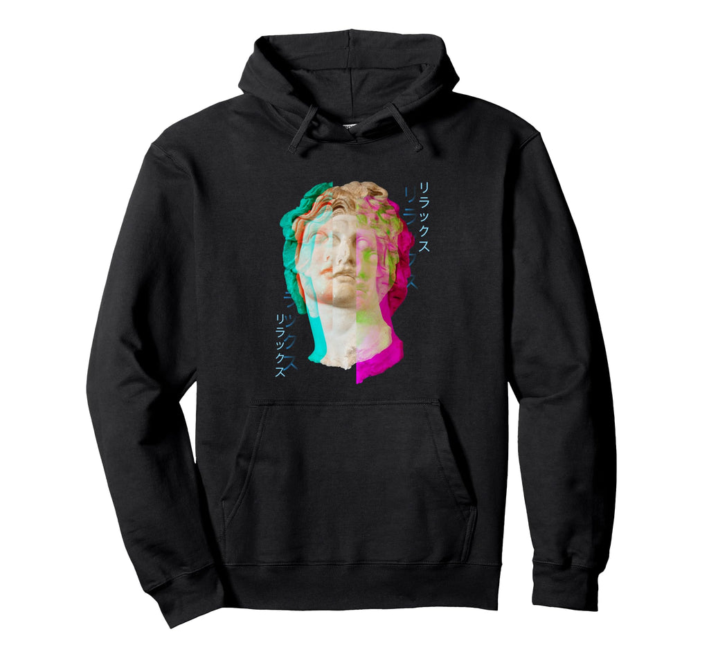 Glitch Greek Statue Retrowave Synthwave Hoodie - Unique Graphic Unisex - T-Shirt, Sweatshirt, Hoodie