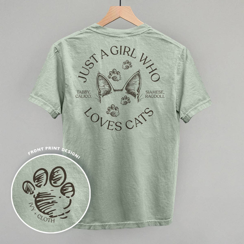 Just A Girl Who Loves Cats (Back Print) - Adult & Kids T-Shirts, Sweatshirts & Hoodies apparel design preview 1