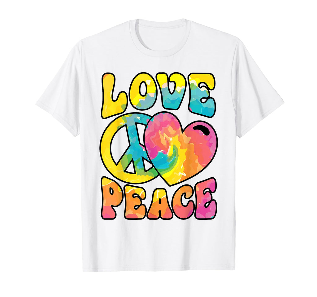 Hippie Love Peace Sign Heart Tie Dye T-Shirt - Novelty Apparel Unisex - T-Shirt, Sweatshirt, Hoodie