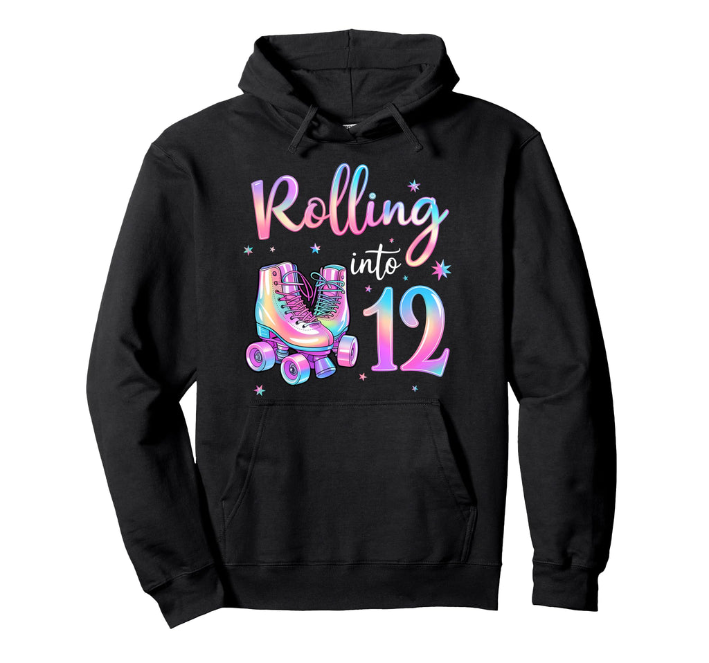 Fun 12 Years Old Birthday Rolling Into Hoodie - Graphic Print for Adults - T-Shirt, Sweatshirt, Hoodie