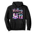 Fun 12 Years Old Birthday Rolling Into Hoodie - Graphic Print for Adults - T-Shirt, Sweatshirt, Hoodie