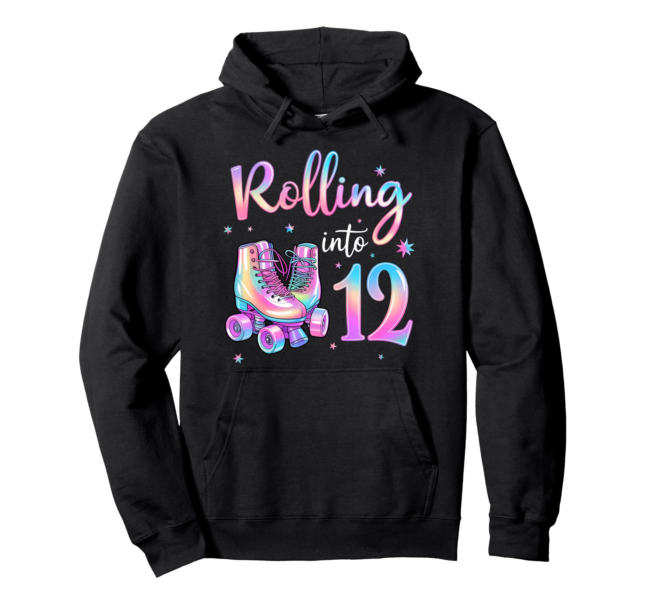 Fun 12 Years Old Birthday Rolling Into Hoodie - Graphic Print for Adults - T-Shirt, Sweatshirt, Hoodie