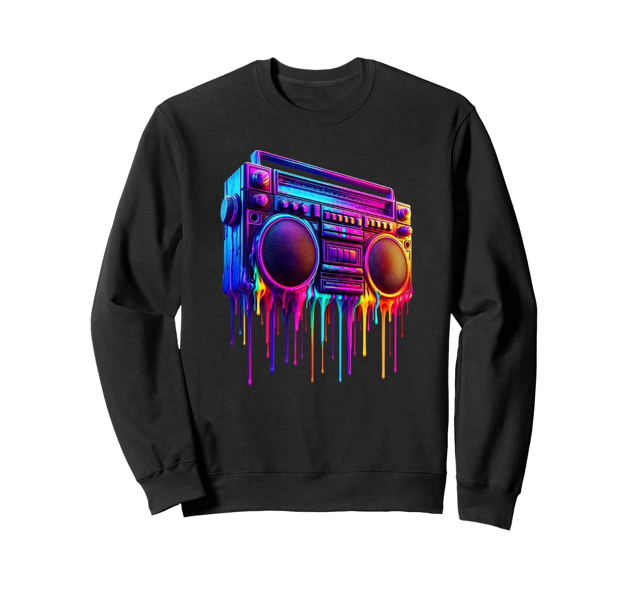 Dripping Paint Boombox Old School Sweatshirt - Custom Art Print for Adults - T-Shirt, Sweatshirt, Hoodie