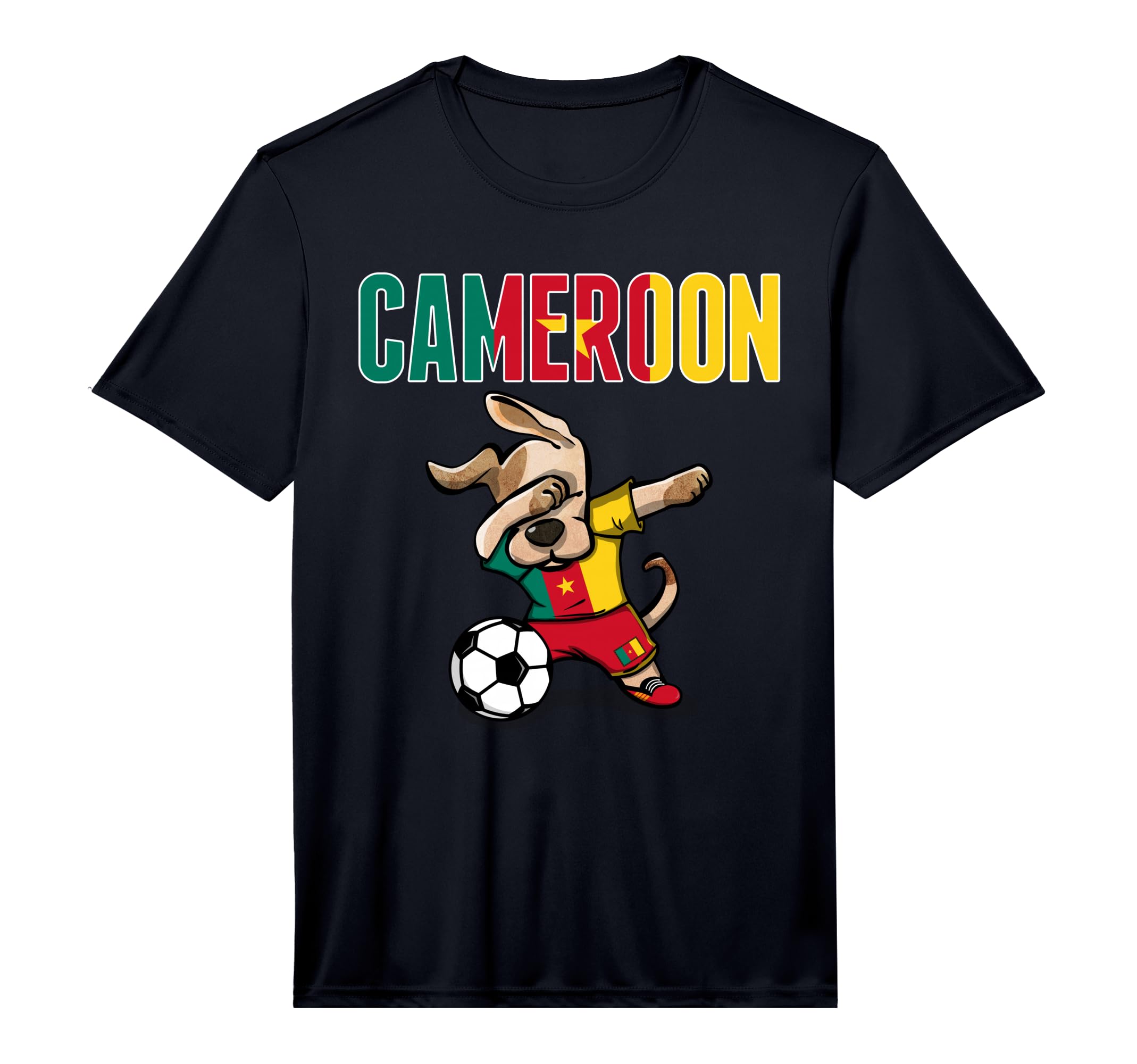 Dabbing Dog Cameroon Soccer Fans T-Shirt - Casual Everyday Wear Men Women - T-Shirt, Sweatshirt, Hoodie