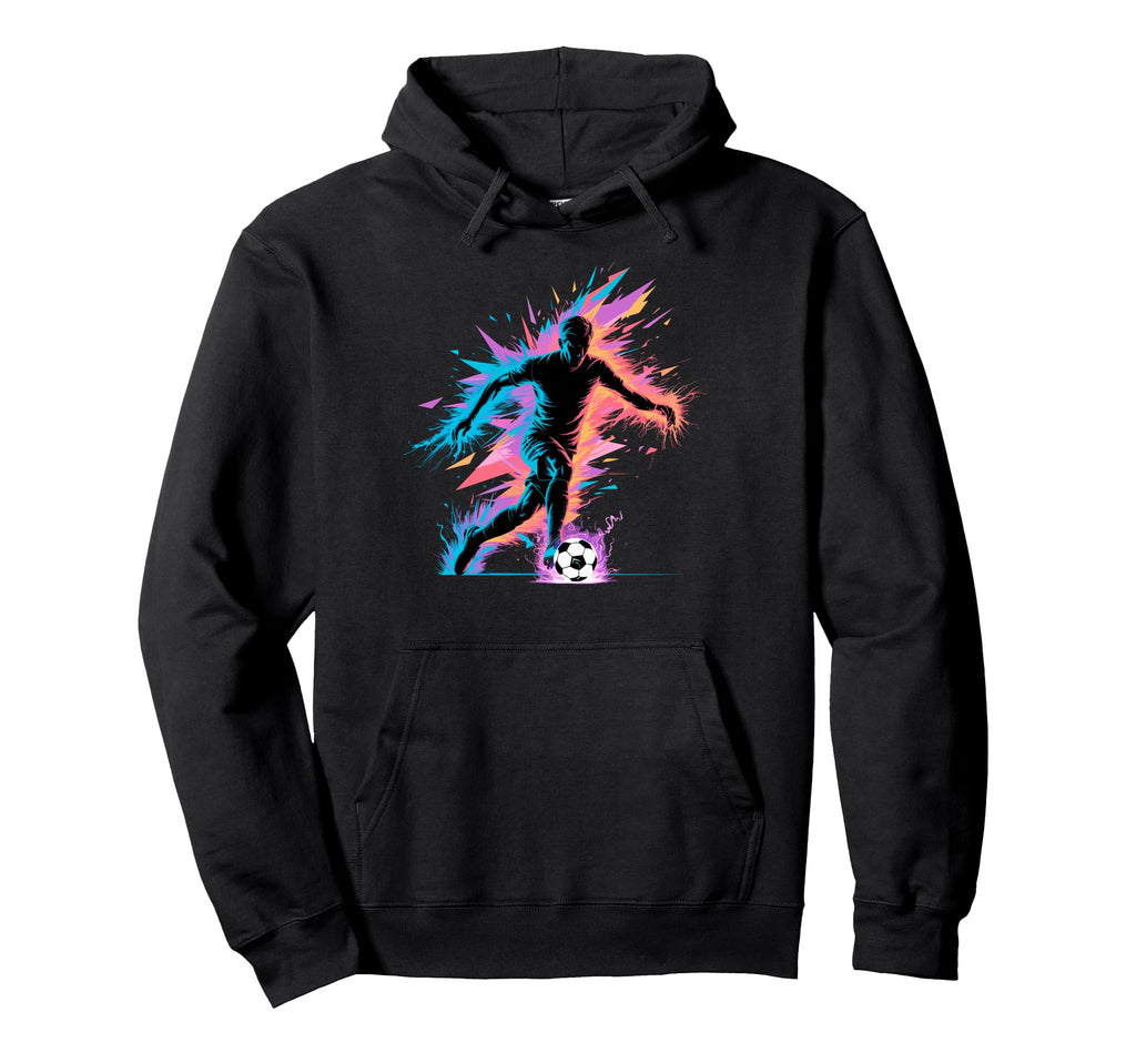 Colorful Funny Soccer Player Fan Hoodie - Casual Everyday Wear Men Women - T-Shirt, Sweatshirt, Hoodie