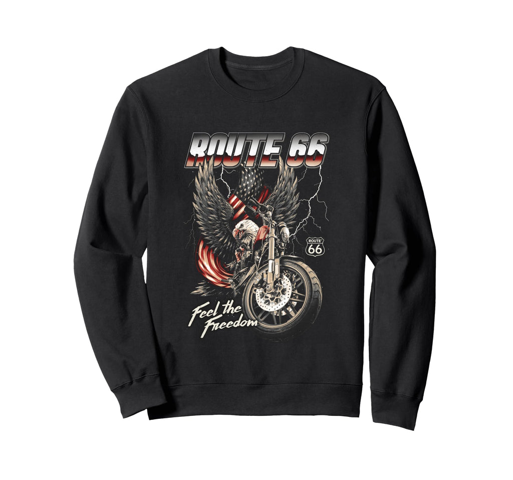Route 66 Eagle Feel Freedom Sweatshirt - Novelty Apparel for Adults - T-Shirt, Sweatshirt, Hoodie