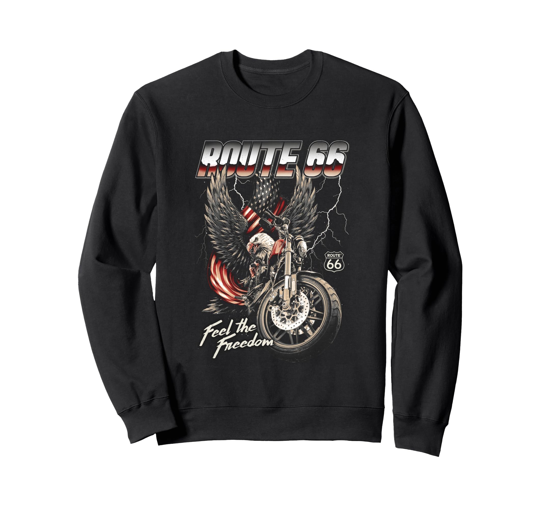 Route 66 Eagle Feel Freedom Sweatshirt - Novelty Apparel for Adults - T-Shirt, Sweatshirt, Hoodie