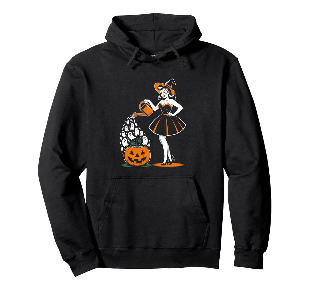 Halloween Pinup Witch 1950S Spooky Pin Hoodie - Novelty Apparel Men Women - T-Shirt, Sweatshirt, Hoodie