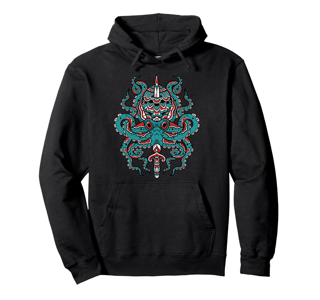 Octopus Traditional Tattoo Flash Hoodie - Casual Everyday Wear Unisex - T-Shirt, Sweatshirt, Hoodie