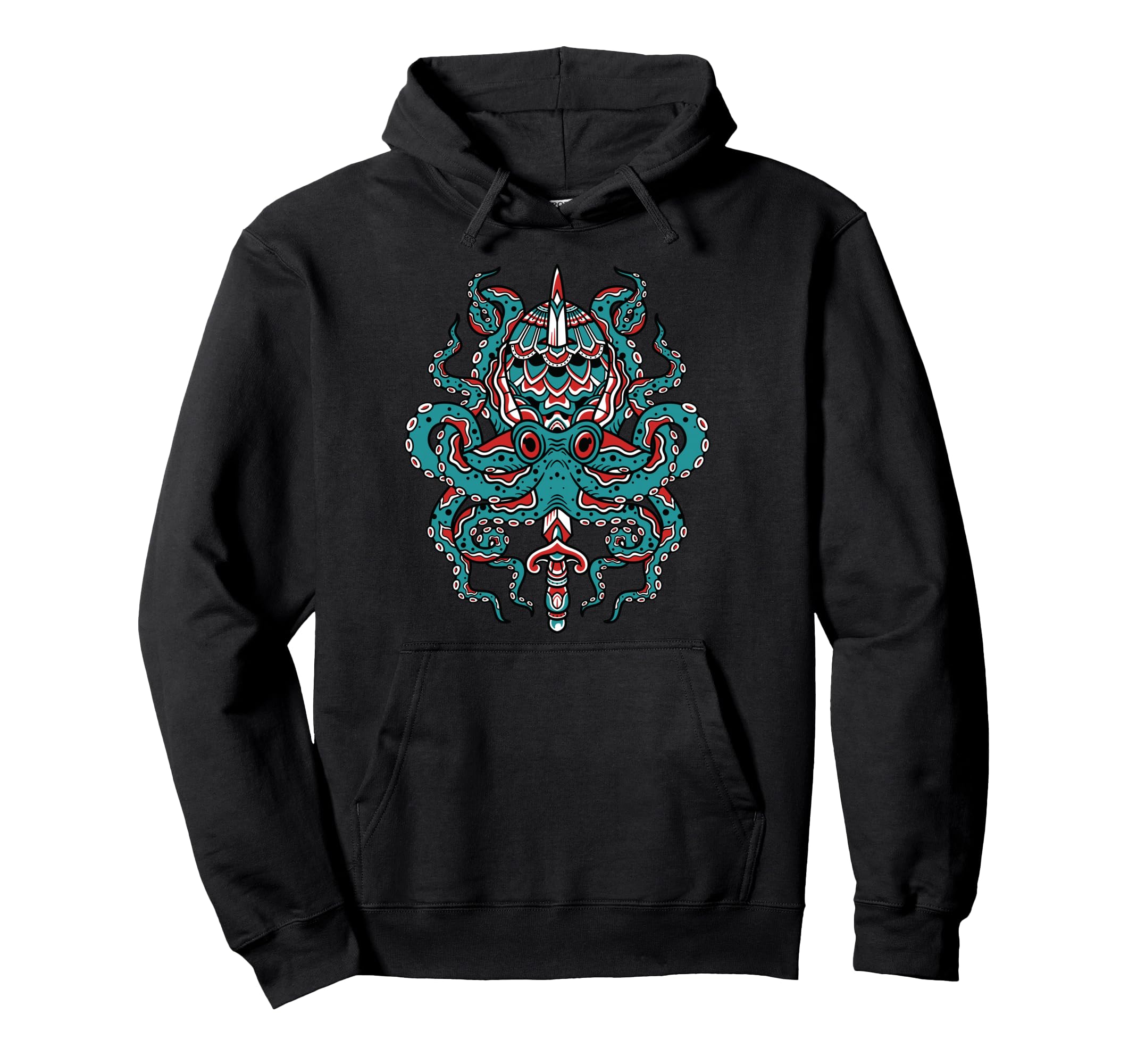 Octopus Traditional Tattoo Flash Hoodie - Casual Everyday Wear Unisex - T-Shirt, Sweatshirt, Hoodie