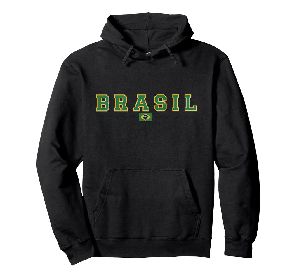 Brasil College Flag Brazil Lettering Hoodie - Trendy Graphic for Adults - T-Shirt, Sweatshirt, Hoodie