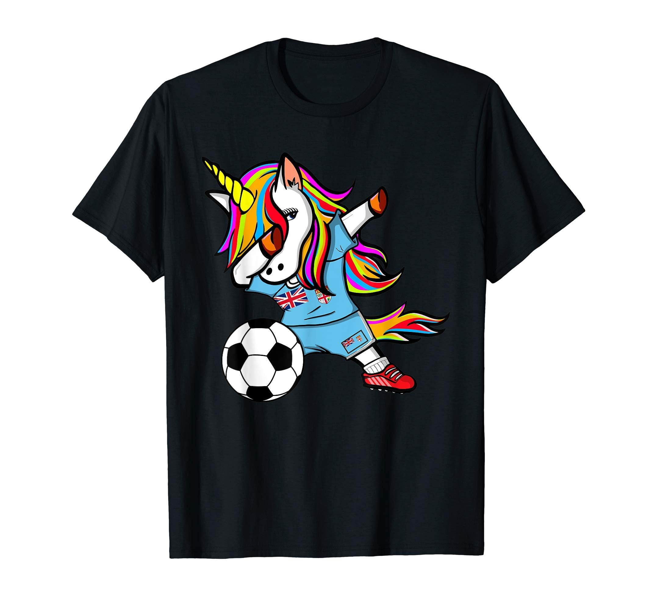 Funny Dabbing Unicorn Fiji Football T-Shirt - Aesthetic Graphic for Adults - T-Shirt, Sweatshirt, Hoodie