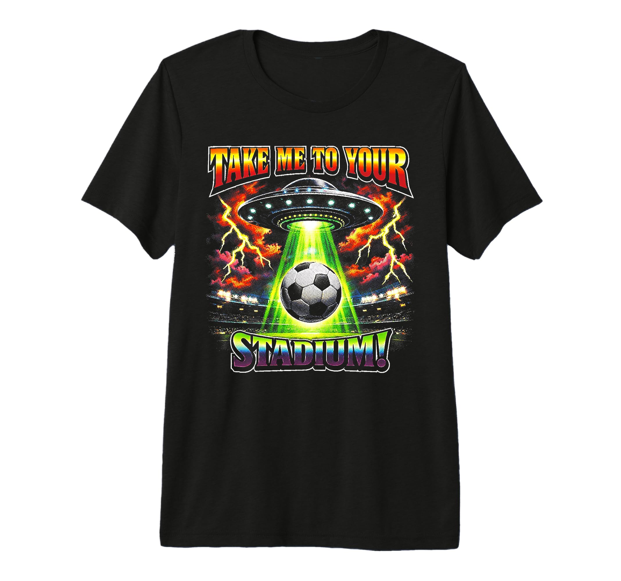 90S Soccer Alien Ufo Funny Soccer T-Shirt - Casual Everyday Wear Unisex - T-Shirt, Sweatshirt, Hoodie