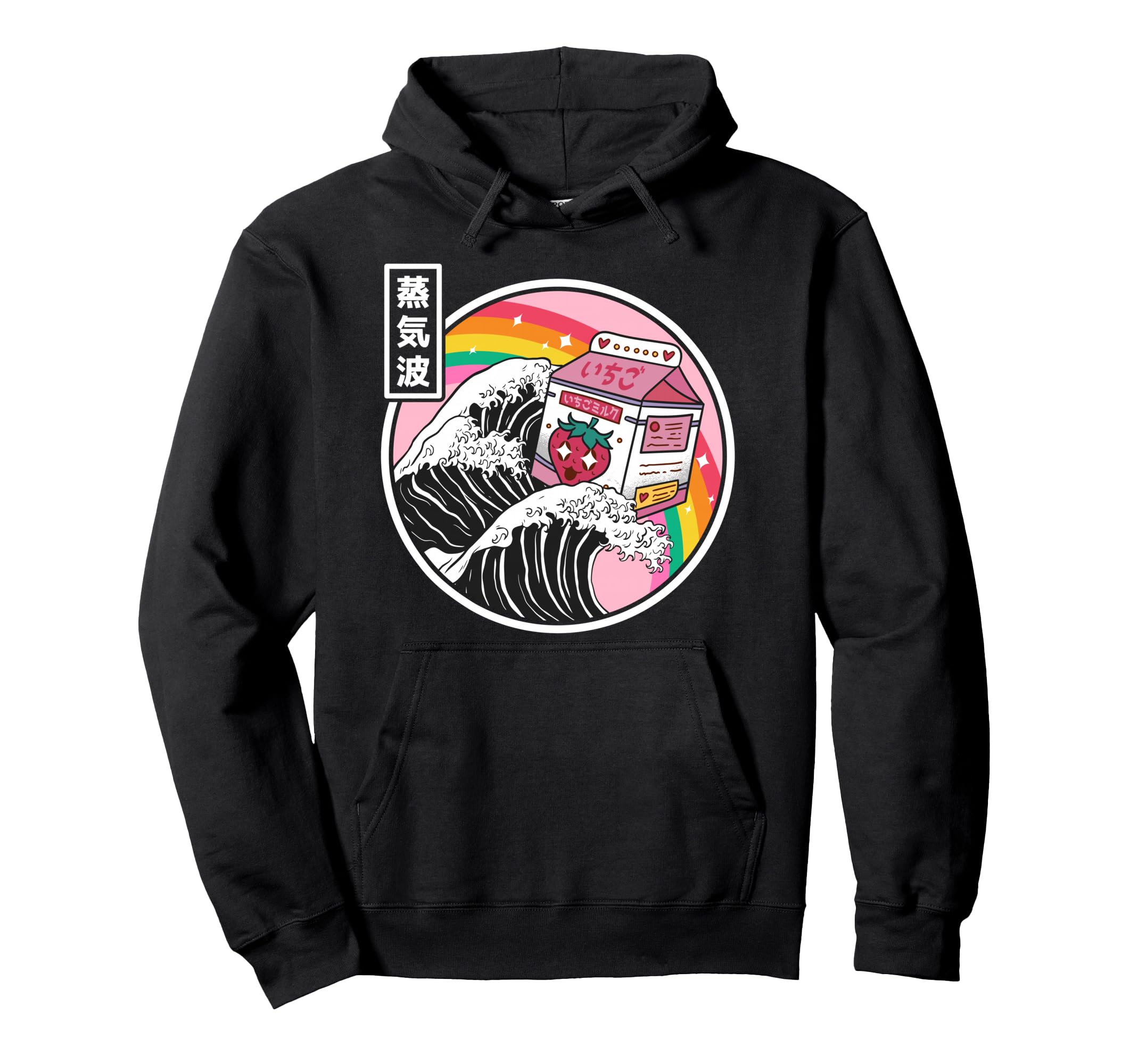 Strawberry Milk Karton Great Wave Hoodie - Fun Novelty Design for Adults - T-Shirt, Sweatshirt, Hoodie