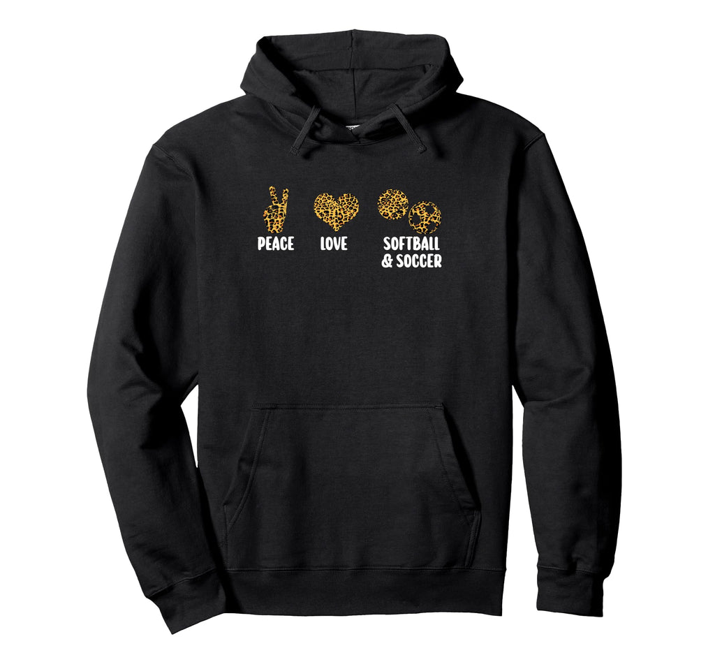 Peace Love Softball Soccer Softball Hoodie - Minimalist Print for Adults - T-Shirt, Sweatshirt, Hoodie