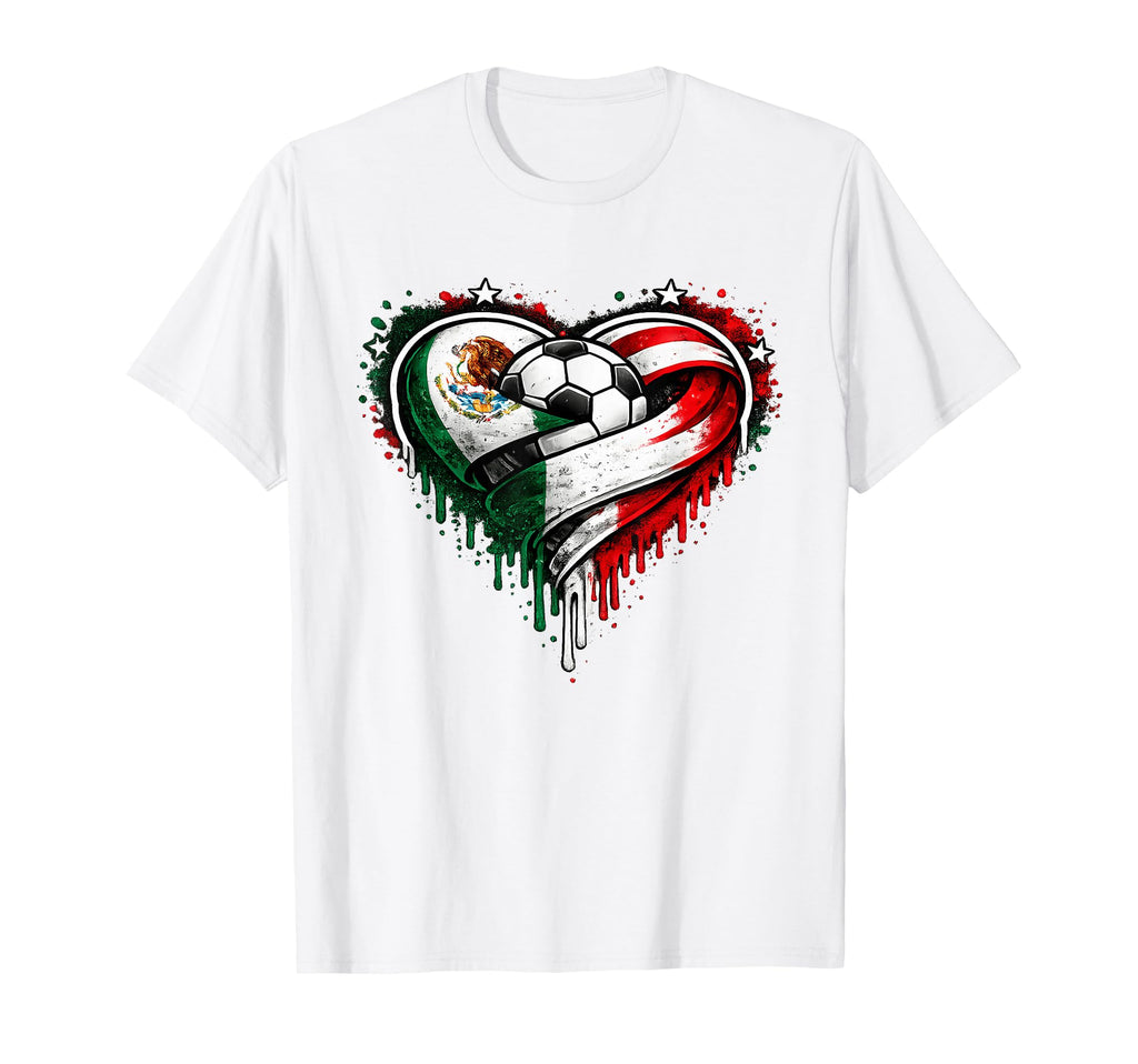 Mexico Soccer Ball Flag Love Paint T-Shirt - Trendy Graphic for Adults - T-Shirt, Sweatshirt, Hoodie