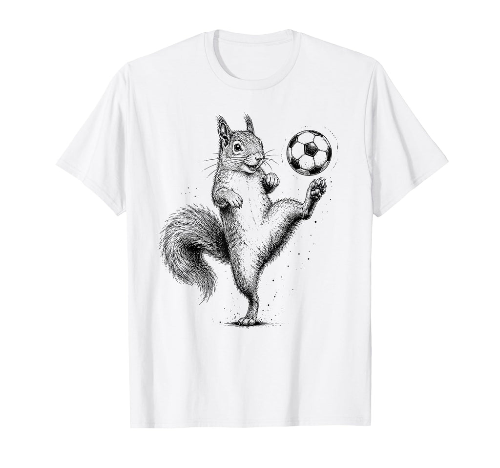 Funny Squirrel Playing Soccer Ball T-Shirt - Fun Novelty Design Men Women - T-Shirt, Sweatshirt, Hoodie