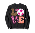 Soccer Love Hearts And Leopard Sweatshirt - Aesthetic Graphic Men Women - T-Shirt, Sweatshirt, Hoodie